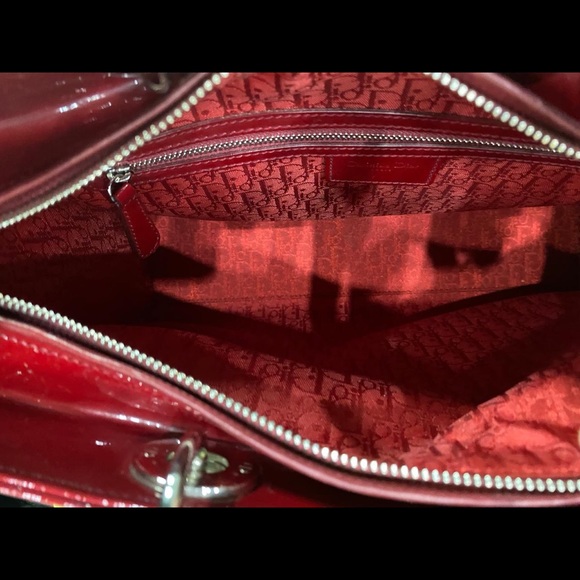 Large Lady Dior Red Patent leather - Picture 5 of 11